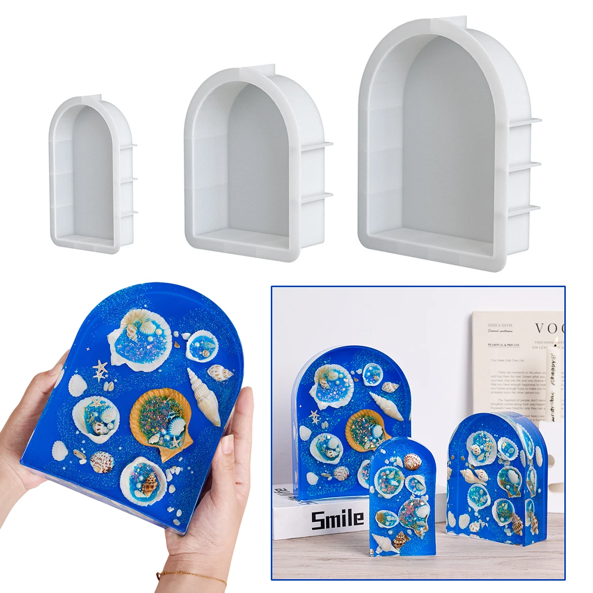 S/M/L Arch Ornament Silicone Mold DIY Handmade 3D Arch Book Files Crystal Dripping Glue UV Epoxy Resin Mold home Decor Supplies