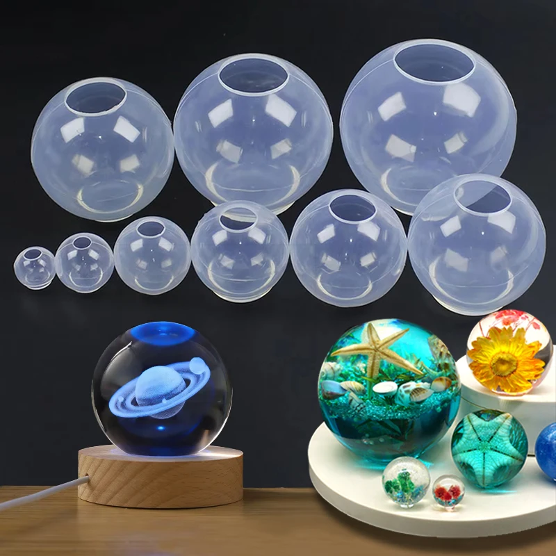 1PC 20-100mm Ball Shape Silicone Mold 3D Planet Ball Epoxy Resin Mould for DIY Crafts Home Decoration Tools