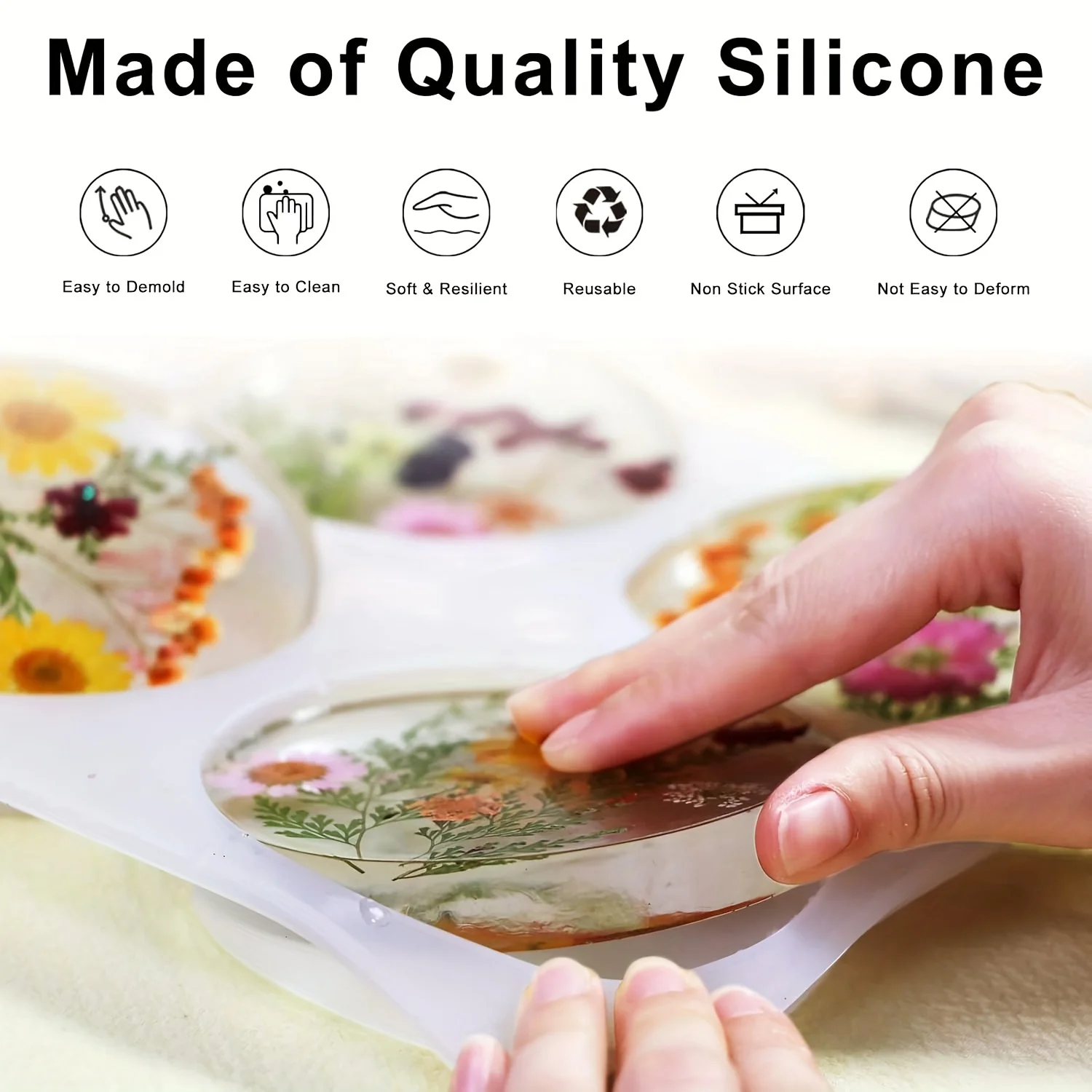 1pc- Ultra-deep resin coaster mold, large coaster mold, suitable for epoxy resin casting, coasters, handicrafts, home decoration