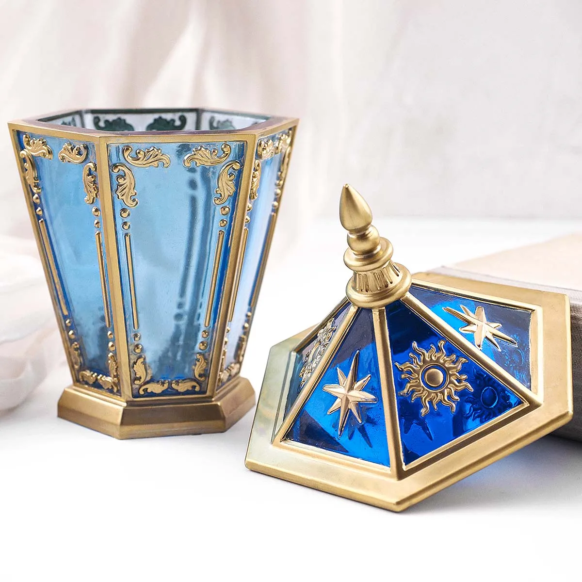 Eid Ornaments Candle Jar Silicone Mold DIY Hexagon Star Moon Relief Jewelry Storage Box Crafts Making Plaster Resin Clay Molds