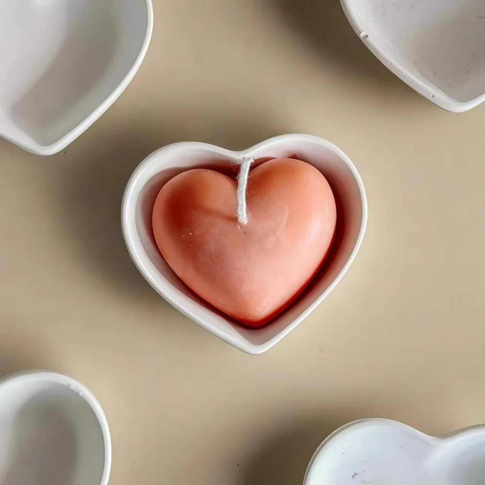 Heart-Shaped Silicone Mold DIY Handmade Cement Gypsum Epoxy Resin Scented Candle Storage Tray Heart-Shaped Jewelry Dish Decorative Tray Resin Storage Bowl Gift Mold