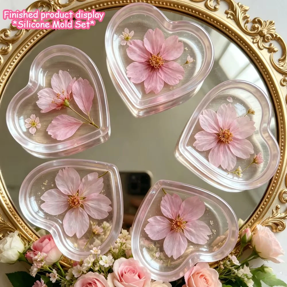 Heart-Shaped Silicone Mold DIY Handmade Cement Gypsum Epoxy Resin Scented Candle Storage Tray Heart-Shaped Jewelry Dish Decorative Tray Resin Storage Bowl Gift Mold