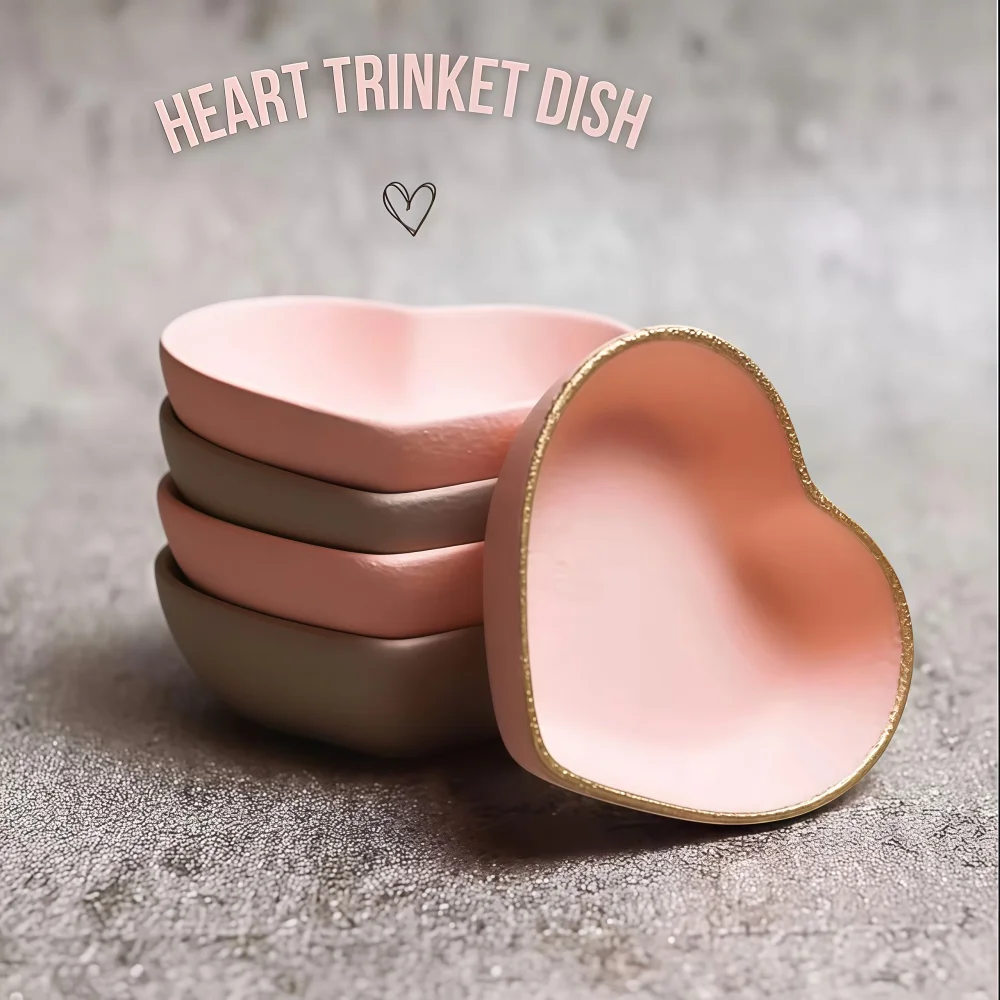 Heart-Shaped Silicone Mold DIY Handmade Cement Gypsum Epoxy Resin Scented Candle Storage Tray Heart-Shaped Jewelry Dish Decorative Tray Resin Storage Bowl Gift Mold