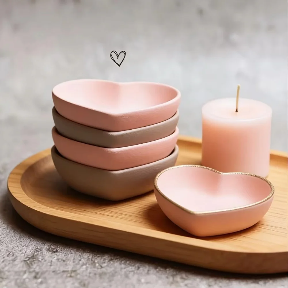 Heart-Shaped Silicone Mold DIY Handmade Cement Gypsum Epoxy Resin Scented Candle Storage Tray Heart-Shaped Jewelry Dish Decorative Tray Resin Storage Bowl Gift Mold