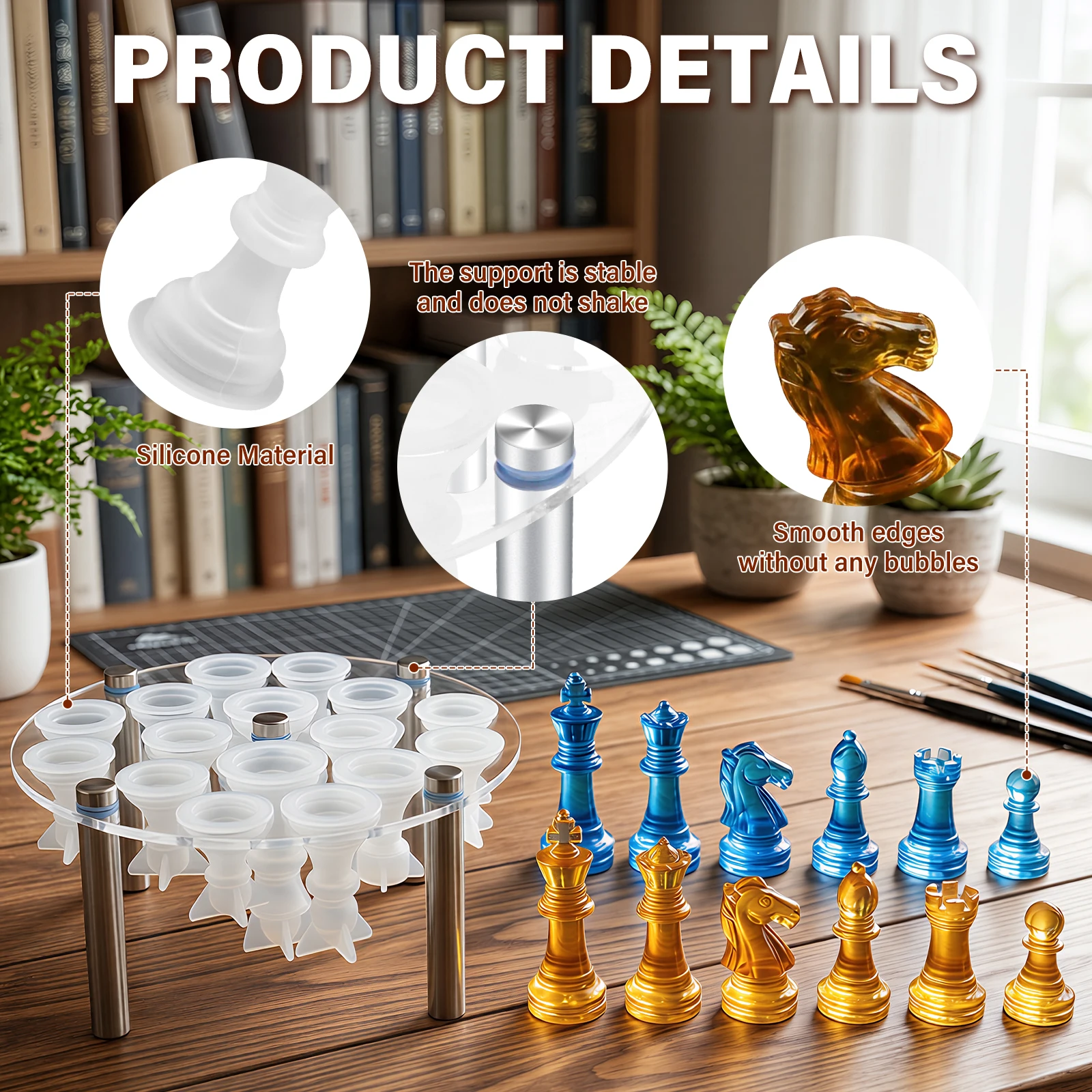 Checkerboard Chess Molds 3D Silicone Chess Resin Mold DIY Crafts Handmade Making Molds Family Party And Outdoor Board Games