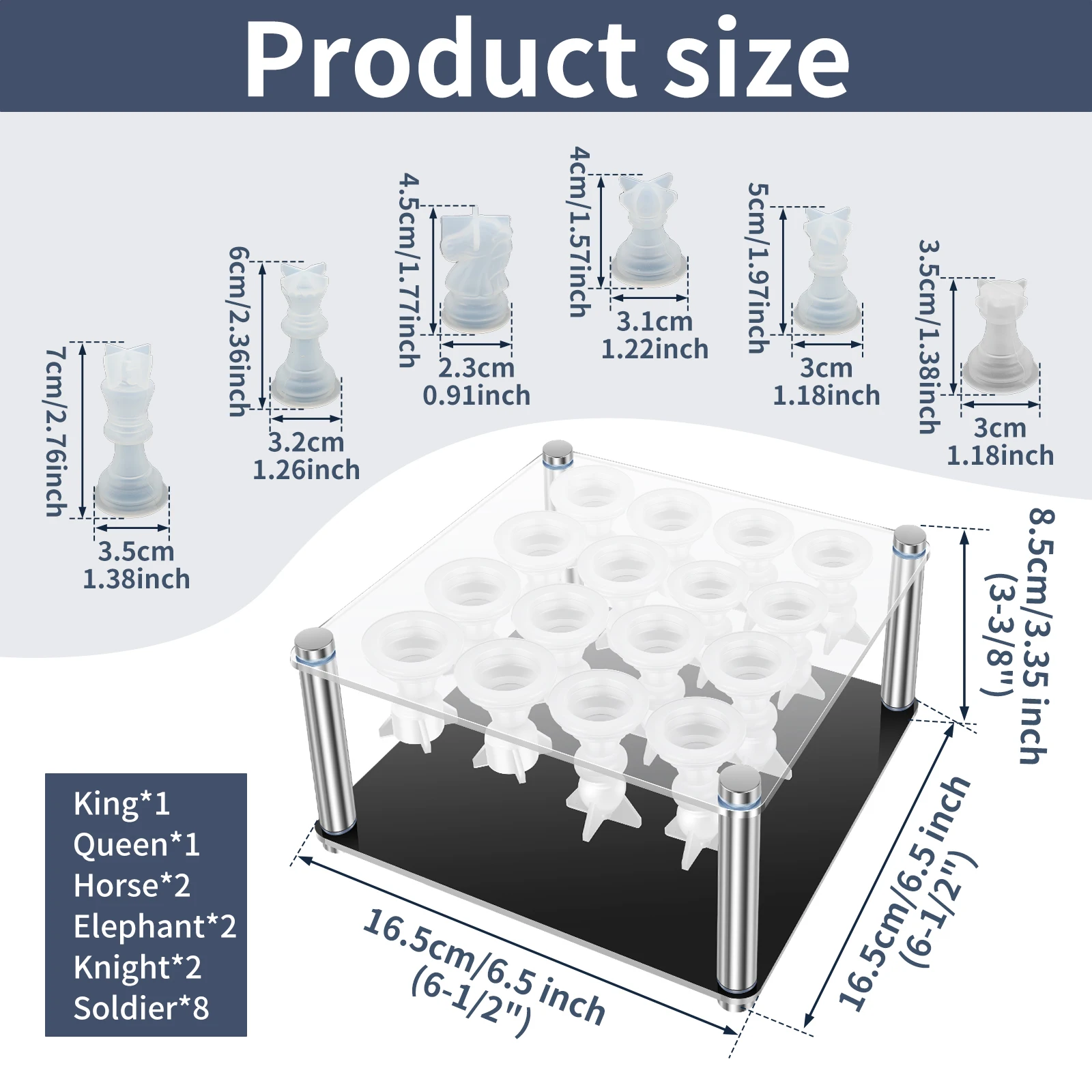 Checkerboard Chess Molds 3D Silicone Chess Resin Mold DIY Crafts Handmade Making Molds Family Party And Outdoor Board Games