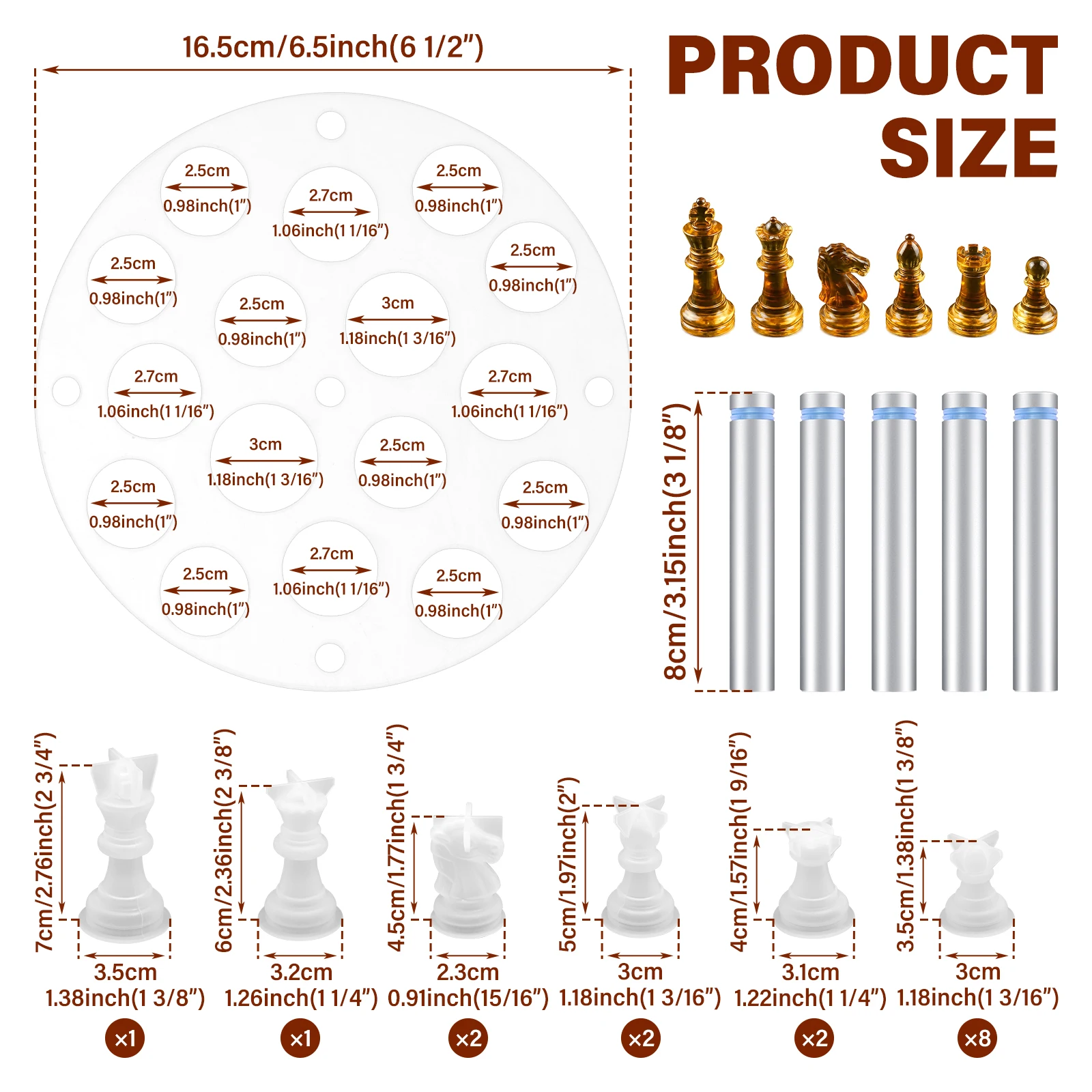 Checkerboard Chess Molds 3D Silicone Chess Resin Mold DIY Crafts Handmade Making Molds Family Party And Outdoor Board Games