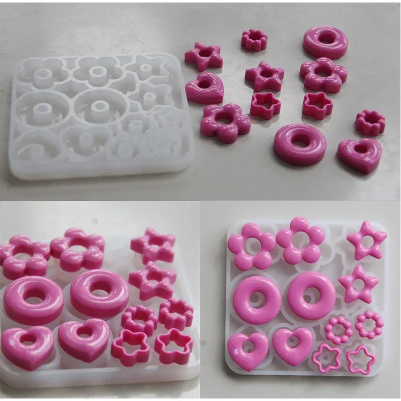 Multifuntional Jewelry Molds 3D Pendant Earrings Resin Molds DIY Rings Star Love Flower Garlands Shape Earrings Silicone Molds