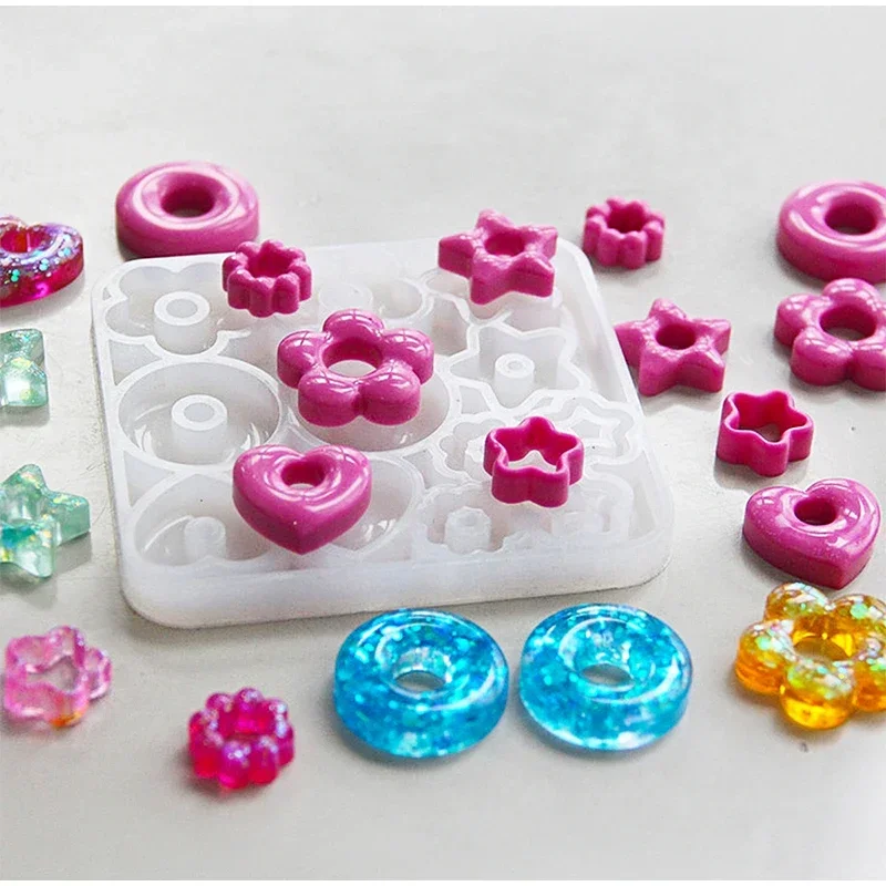 Multifuntional Jewelry Molds 3D Pendant Earrings Resin Molds DIY Rings Star Love Flower Garlands Shape Earrings Silicone Molds