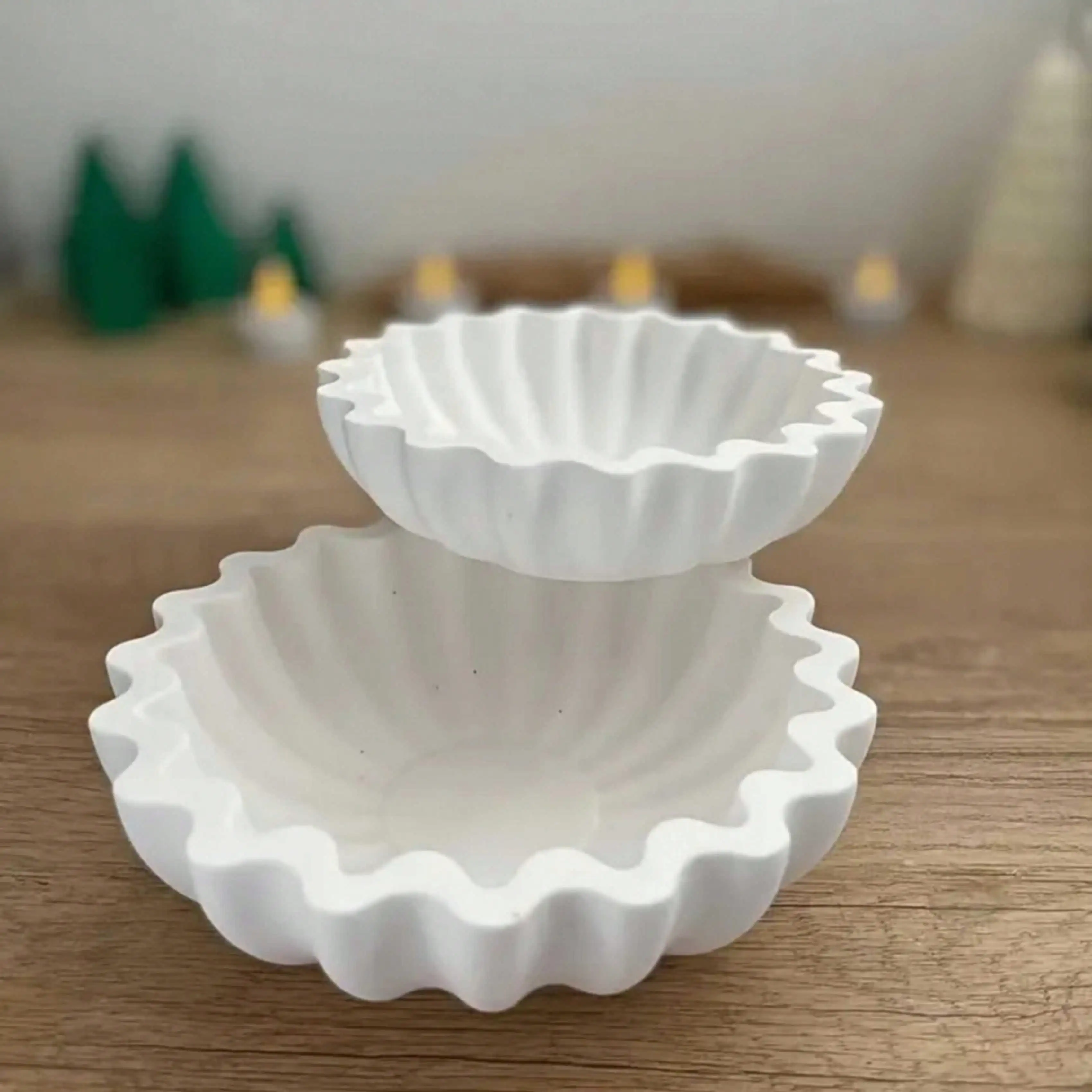 Large/Medium Flower-Shaped Storage Bowl Silicone Mold, Ripple Flower Pot Silicone Mold, Furniture Atmosphere Decoration, Item Storage Bowl Mold