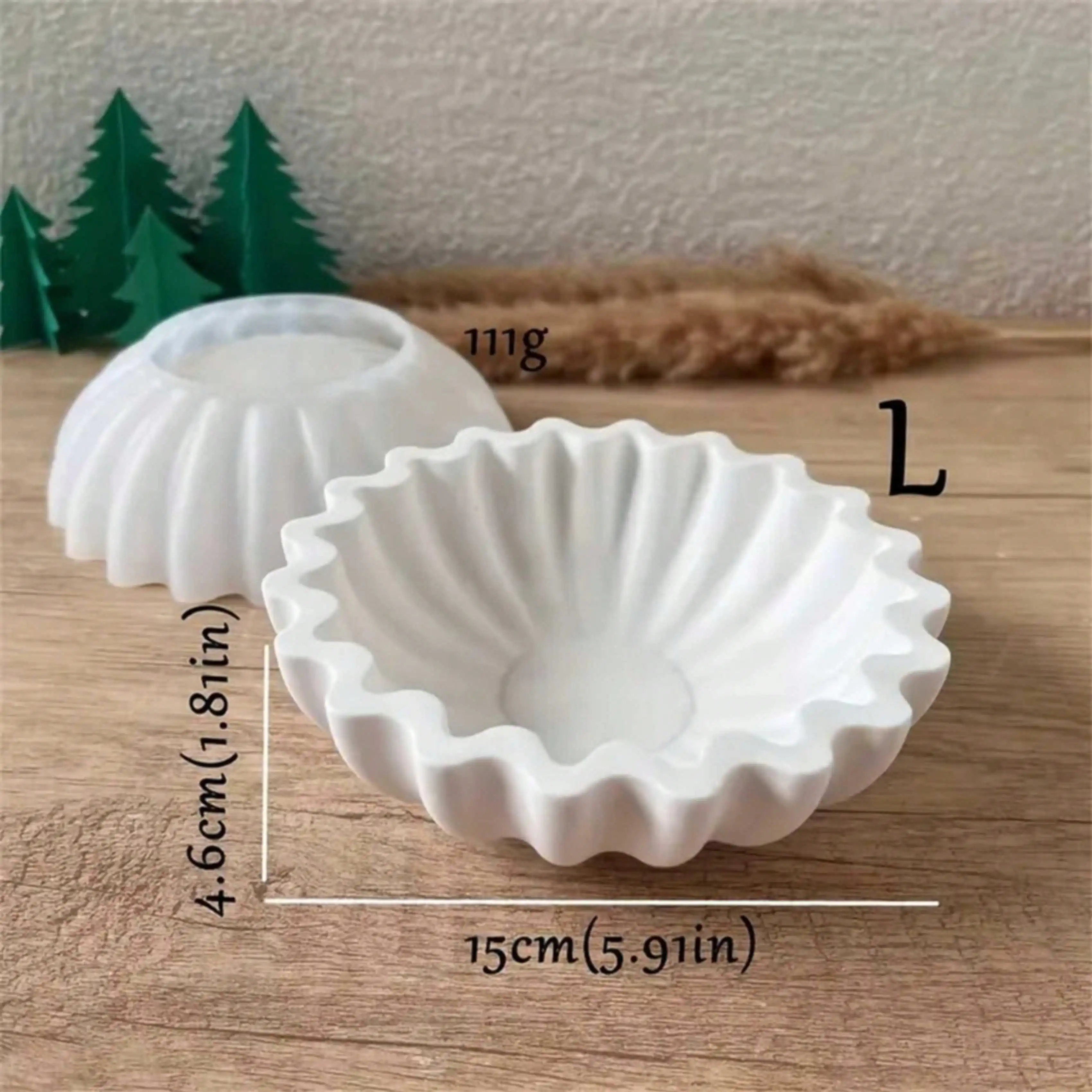 Large/Medium Flower-Shaped Storage Bowl Silicone Mold, Ripple Flower Pot Silicone Mold, Furniture Atmosphere Decoration, Item Storage Bowl Mold