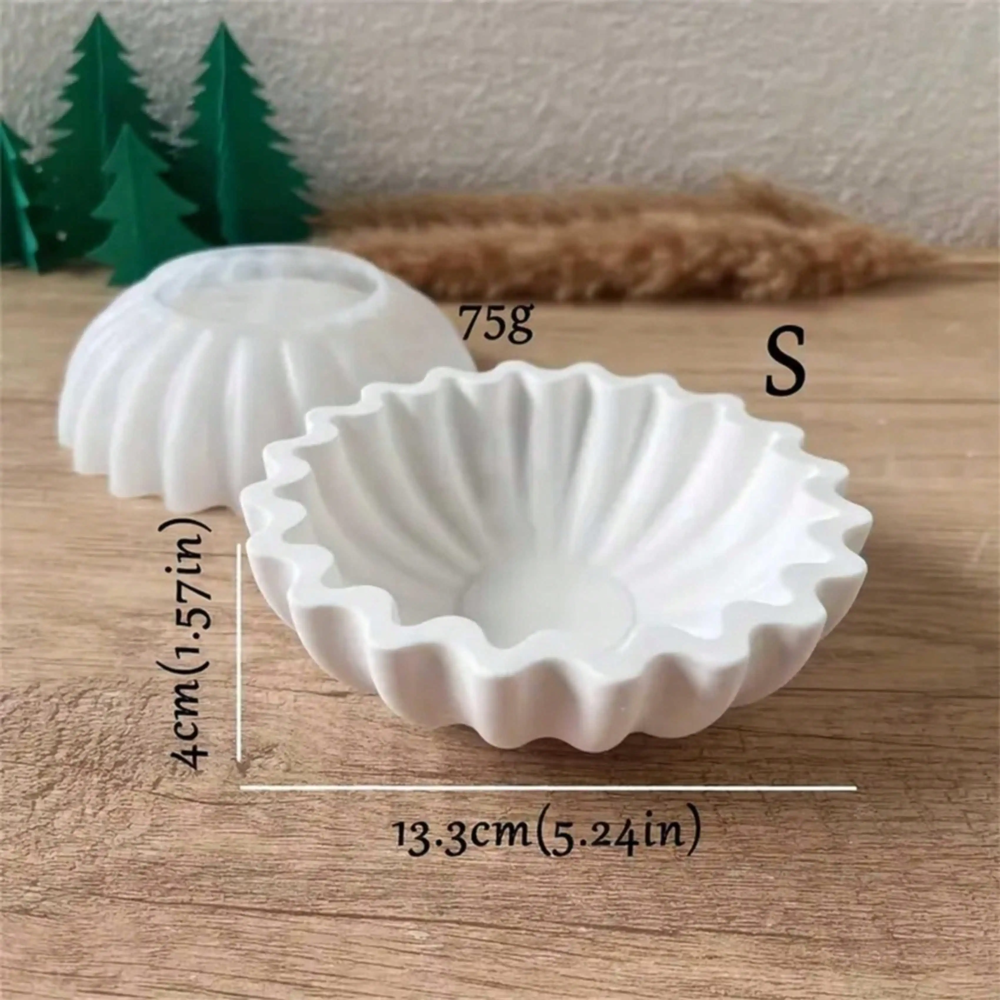 Large/Medium Flower-Shaped Storage Bowl Silicone Mold, Ripple Flower Pot Silicone Mold, Furniture Atmosphere Decoration, Item Storage Bowl Mold