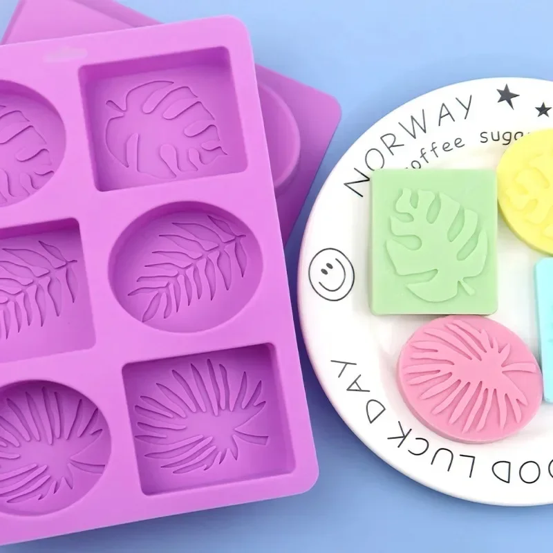 Round & Square Leaf Silicone Soap Mold - For DIY Handmade Soap, Plaster, Resin, Candles & Cake Baking Supplies