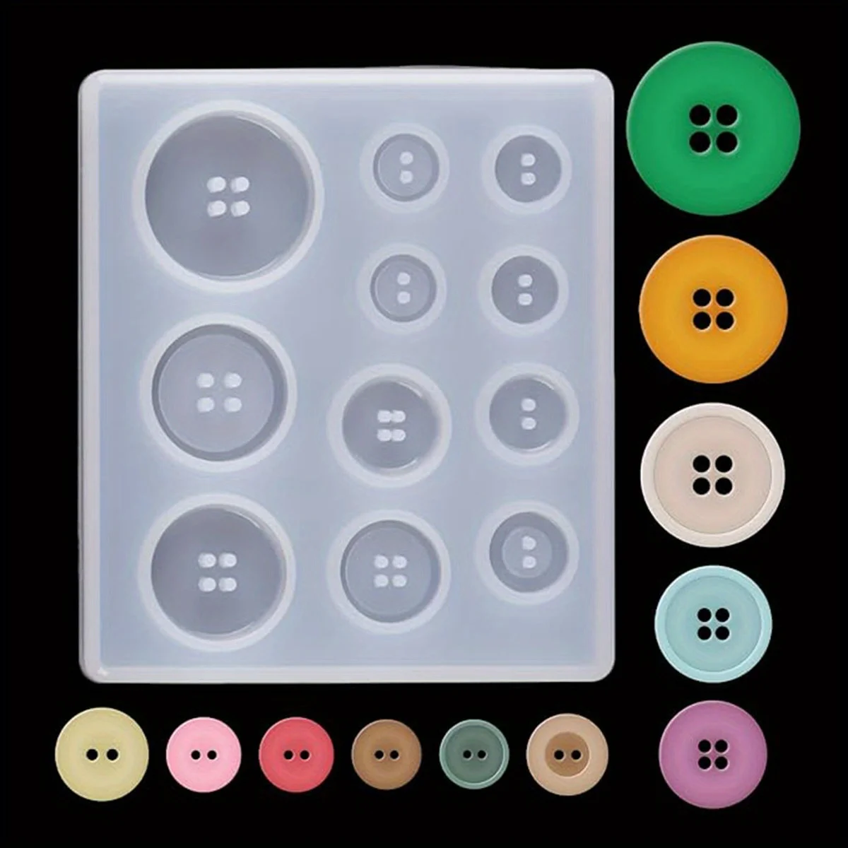 White Silicone Button Mold 5 Pcs for Epoxy Resin Crafts DIY Jewelry Making Durable Decorative Buttons Versatile Designs