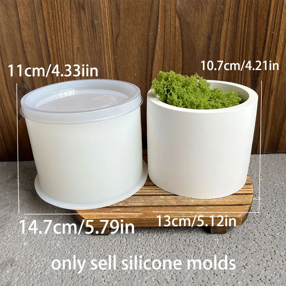 Cylinder Cement Flower Pot Silicone Mold Epoxy Resin Storage Tray Concrete Succulent Planter Mould Home Decor Indoor Plant Pot