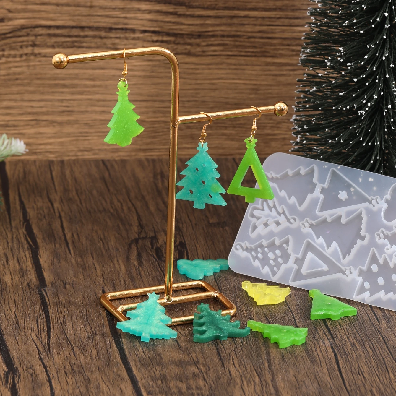 Christmas Earring Silicone Mold Earrings Epoxy Resin Mold Keychain Pendant DIY Crafts Jewelry Casting Christmas Decorations