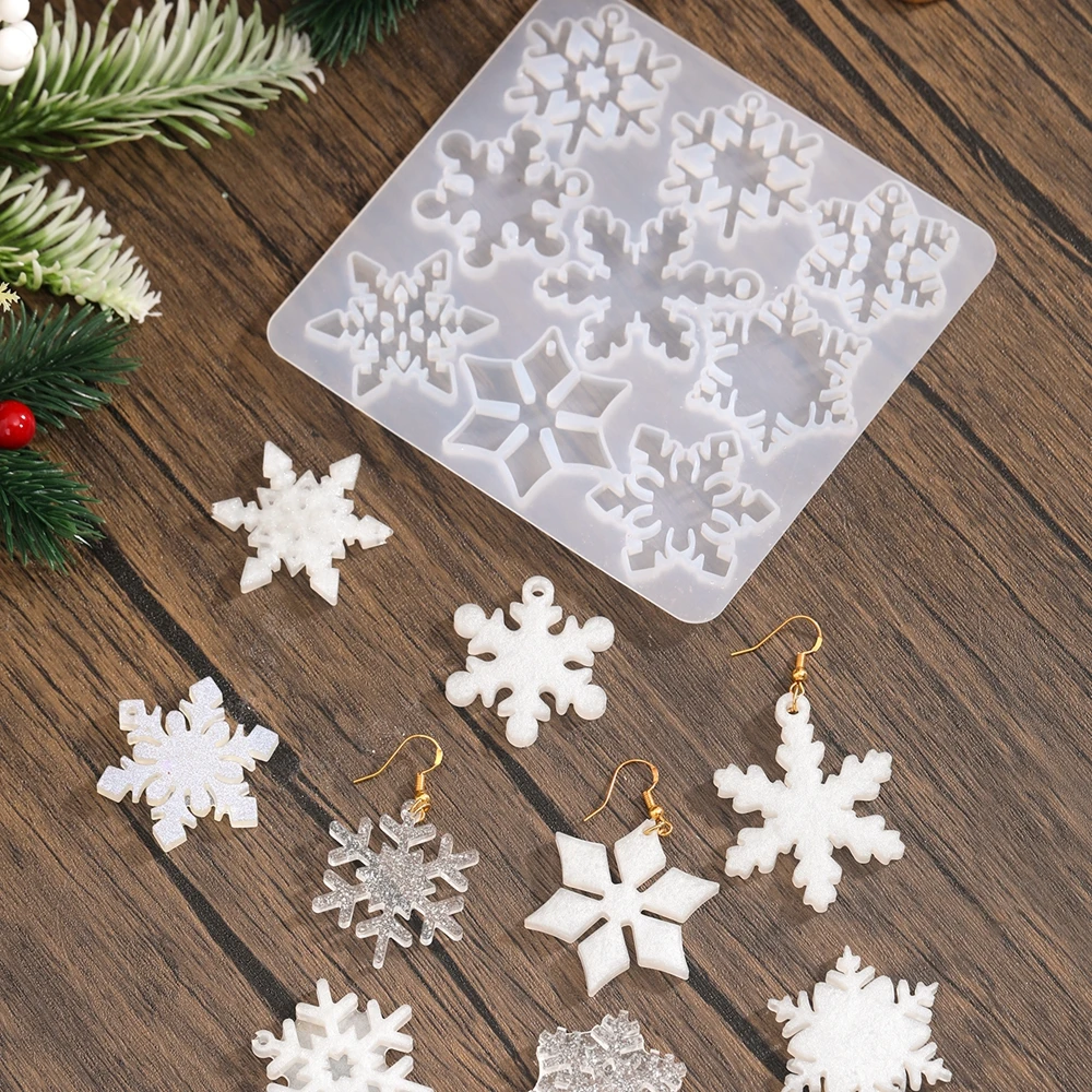 Christmas Earring Silicone Mold Earrings Epoxy Resin Mold Keychain Pendant DIY Crafts Jewelry Casting Christmas Decorations