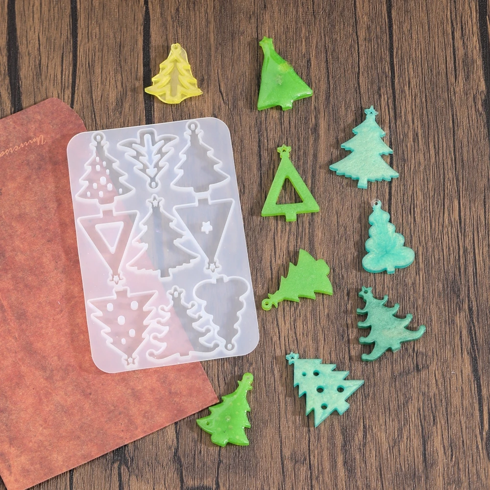 Christmas Earring Silicone Mold Earrings Epoxy Resin Mold Keychain Pendant DIY Crafts Jewelry Casting Christmas Decorations