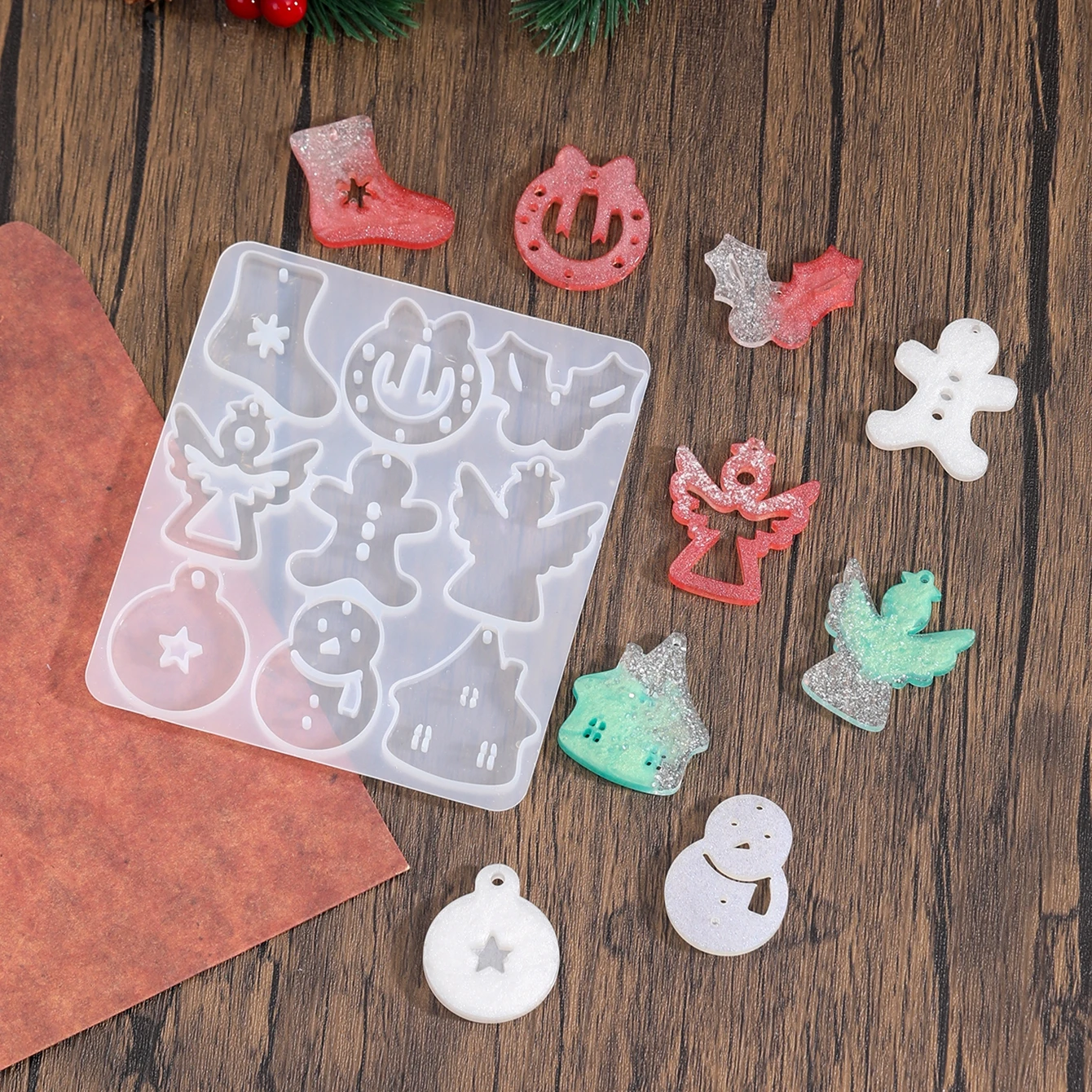 Christmas Earring Silicone Mold Earrings Epoxy Resin Mold Keychain Pendant DIY Crafts Jewelry Casting Christmas Decorations