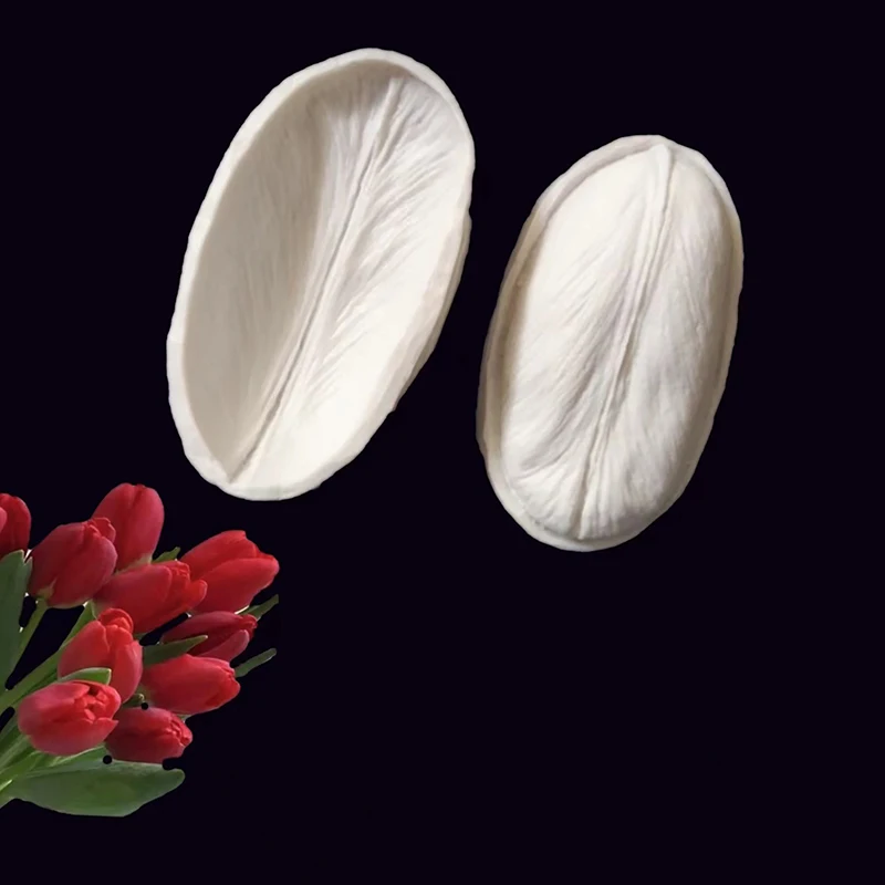 New Sale 2Pcs Tulip Petal Silicone Mold Cake Decorating Tools Veiner Mold Gumpaste Mold, Sugarcraft, Resin Clay Moulds