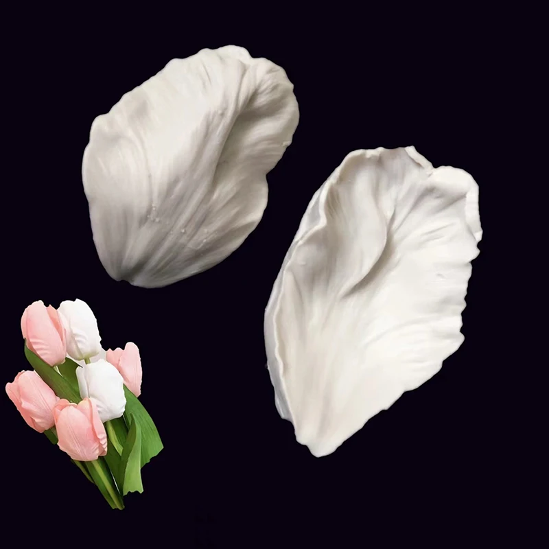 New Sale 2Pcs Tulip Petal Silicone Mold Cake Decorating Tools Veiner Mold Gumpaste Mold, Sugarcraft, Resin Clay Moulds