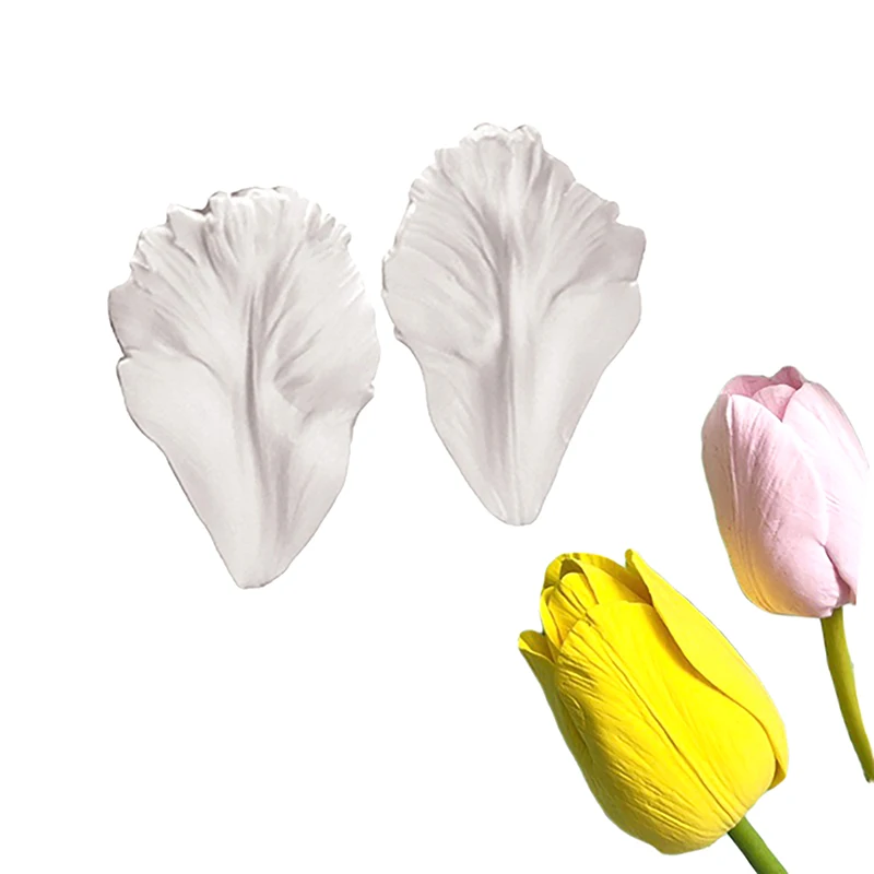 New Sale 2Pcs Tulip Petal Silicone Mold Cake Decorating Tools Veiner Mold Gumpaste Mold, Sugarcraft, Resin Clay Moulds