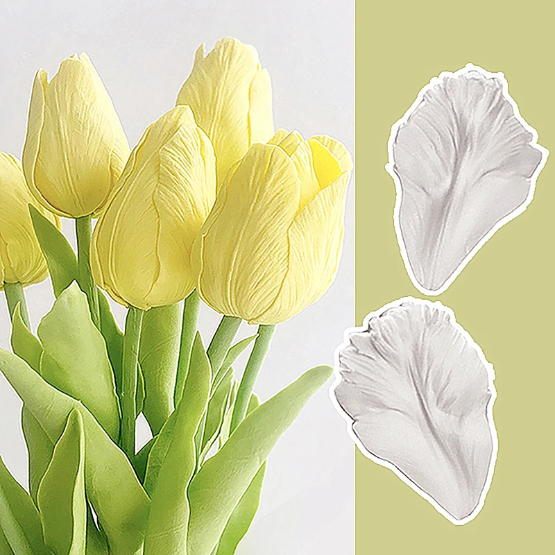 New Sale 2Pcs Tulip Petal Silicone Mold Cake Decorating Tools Veiner Mold Gumpaste Mold, Sugarcraft, Resin Clay Moulds