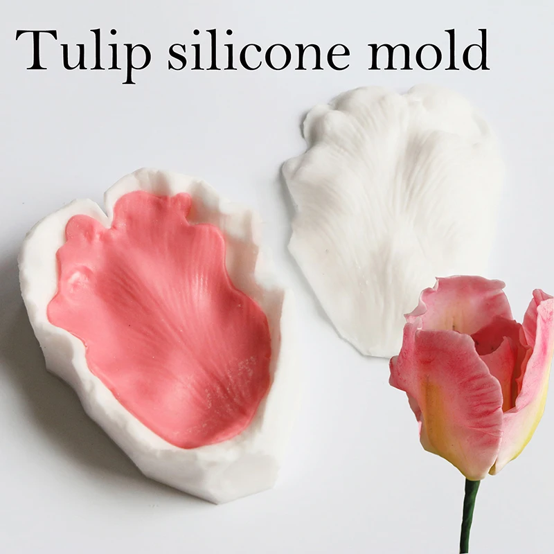 New Sale 2Pcs Tulip Petal Silicone Mold Cake Decorating Tools Veiner Mold Gumpaste Mold, Sugarcraft, Resin Clay Moulds