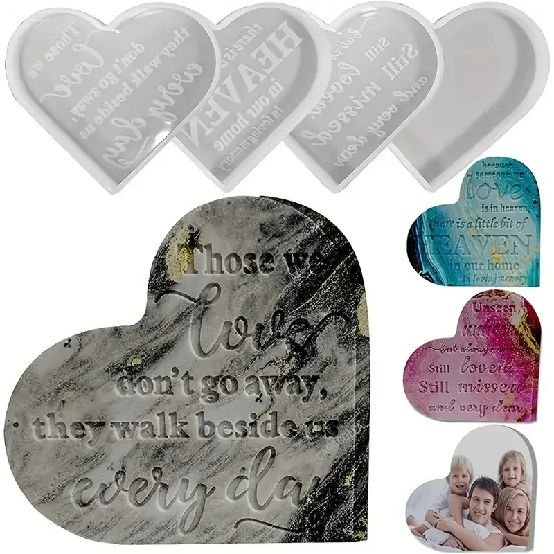 DIY Heart Memorial Mold Heart Sign Resin Silicone Mold Casting Craft Home Decoration Flower Preservation Table Decorations