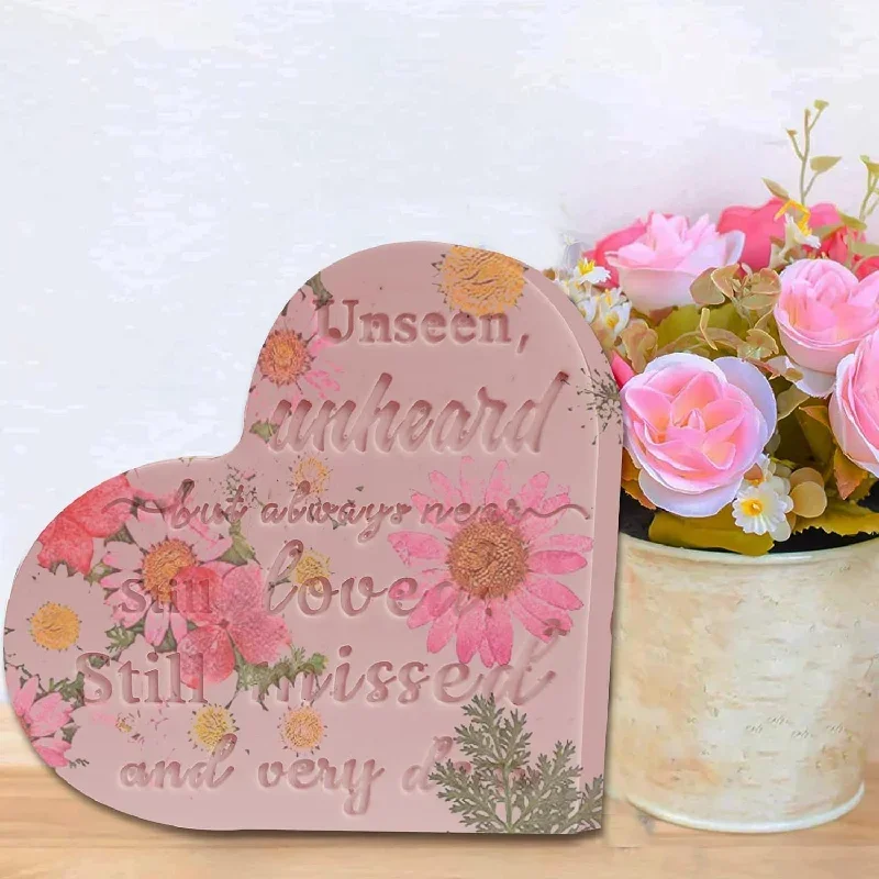 DIY Heart Memorial Mold Heart Sign Resin Silicone Mold Casting Craft Home Decoration Flower Preservation Table Decorations