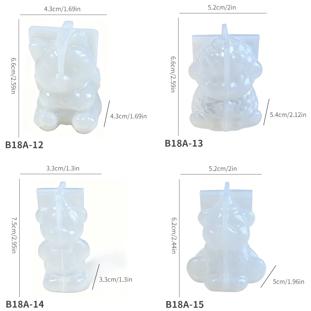 DIY Keychain Pendant Silicone Mold 3D Cat, Bear, Sheep Dropper Mold Mirror Resin Ornament Keychain Silicone Mold
