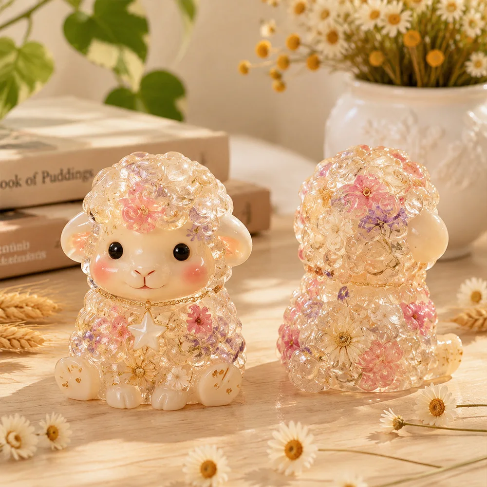 DIY Keychain Pendant Silicone Mold 3D Cat, Bear, Sheep Dropper Mold Mirror Resin Ornament Keychain Silicone Mold