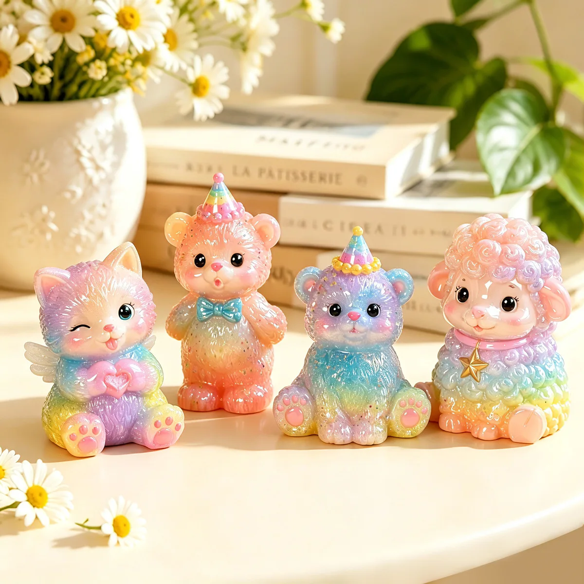 DIY Keychain Pendant Silicone Mold 3D Cat, Bear, Sheep Dropper Mold Mirror Resin Ornament Keychain Silicone Mold