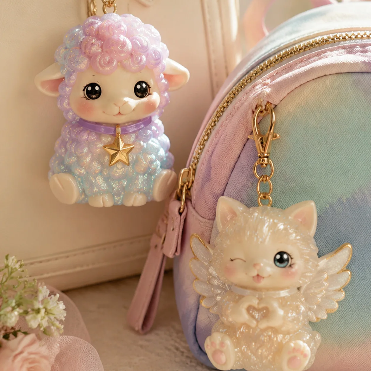 DIY Keychain Pendant Silicone Mold 3D Cat, Bear, Sheep Dropper Mold Mirror Resin Ornament Keychain Silicone Mold