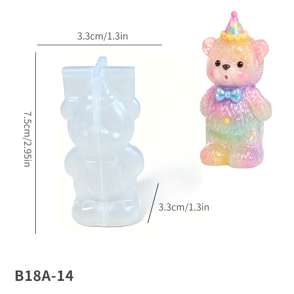 DIY Keychain Pendant Silicone Mold 3D Cat, Bear, Sheep Dropper Mold Mirror Resin Ornament Keychain Silicone Mold