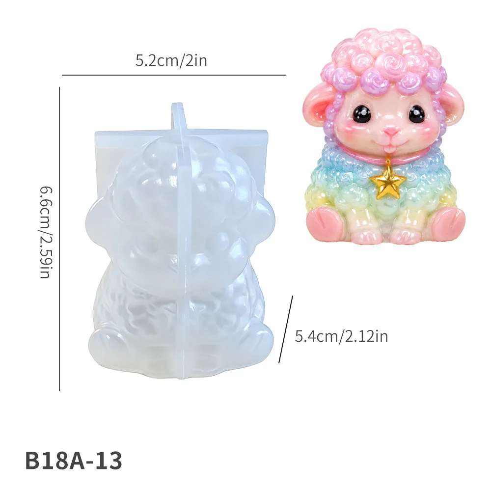 DIY Keychain Pendant Silicone Mold 3D Cat, Bear, Sheep Dropper Mold Mirror Resin Ornament Keychain Silicone Mold