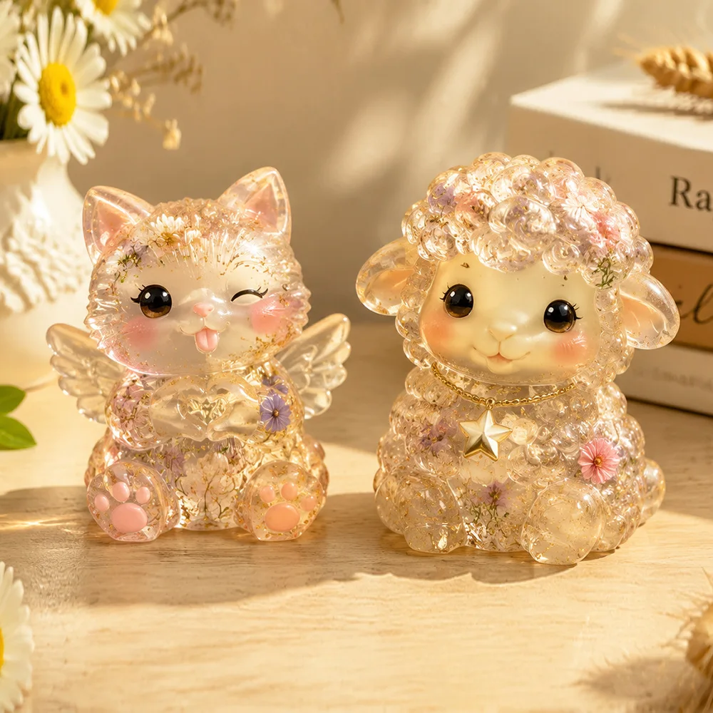 DIY Keychain Pendant Silicone Mold 3D Cat, Bear, Sheep Dropper Mold Mirror Resin Ornament Keychain Silicone Mold