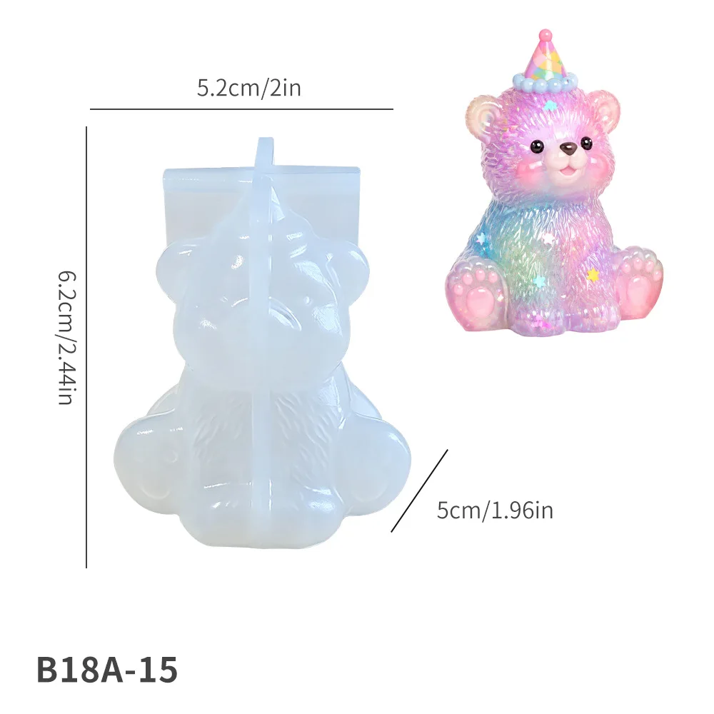 DIY Keychain Pendant Silicone Mold 3D Cat, Bear, Sheep Dropper Mold Mirror Resin Ornament Keychain Silicone Mold