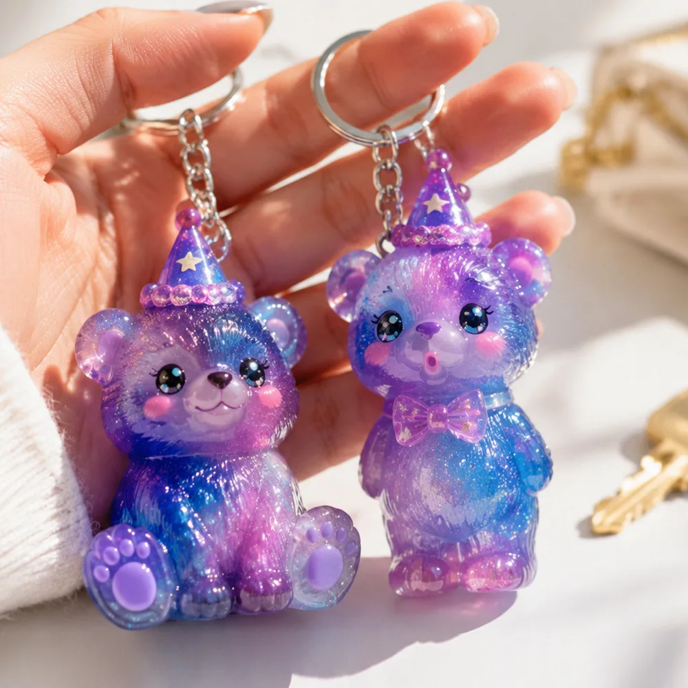 DIY Keychain Pendant Silicone Mold 3D Cat, Bear, Sheep Dropper Mold Mirror Resin Ornament Keychain Silicone Mold