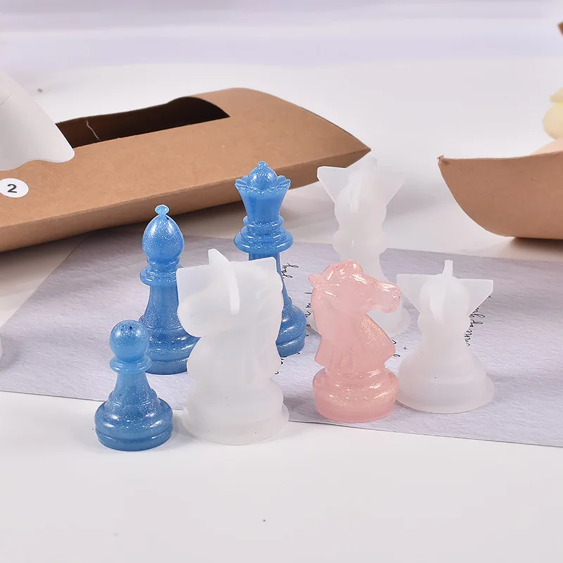 DIY Chess Set Silicone Mold Handmade Crystal Epoxy Resin Candle Mould for Home And Outdoor Game Gathering