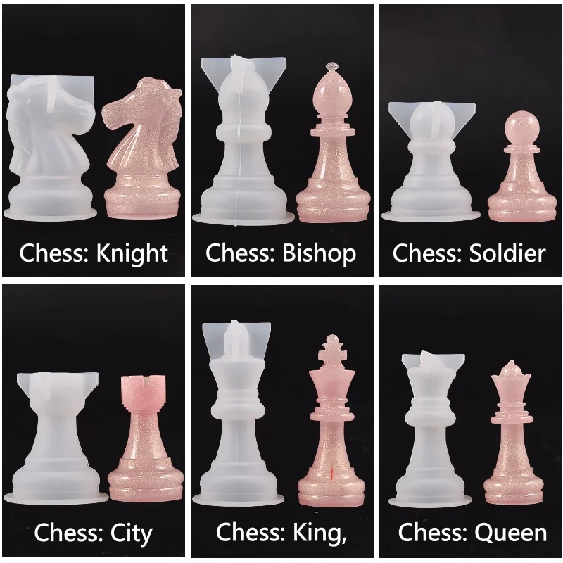 DIY Chess Set Silicone Mold Handmade Crystal Epoxy Resin Candle Mould for Home And Outdoor Game Gathering
