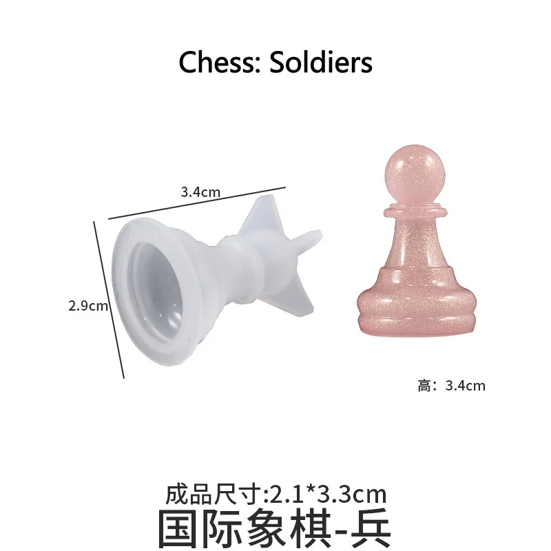 DIY Chess Set Silicone Mold Handmade Crystal Epoxy Resin Candle Mould for Home And Outdoor Game Gathering