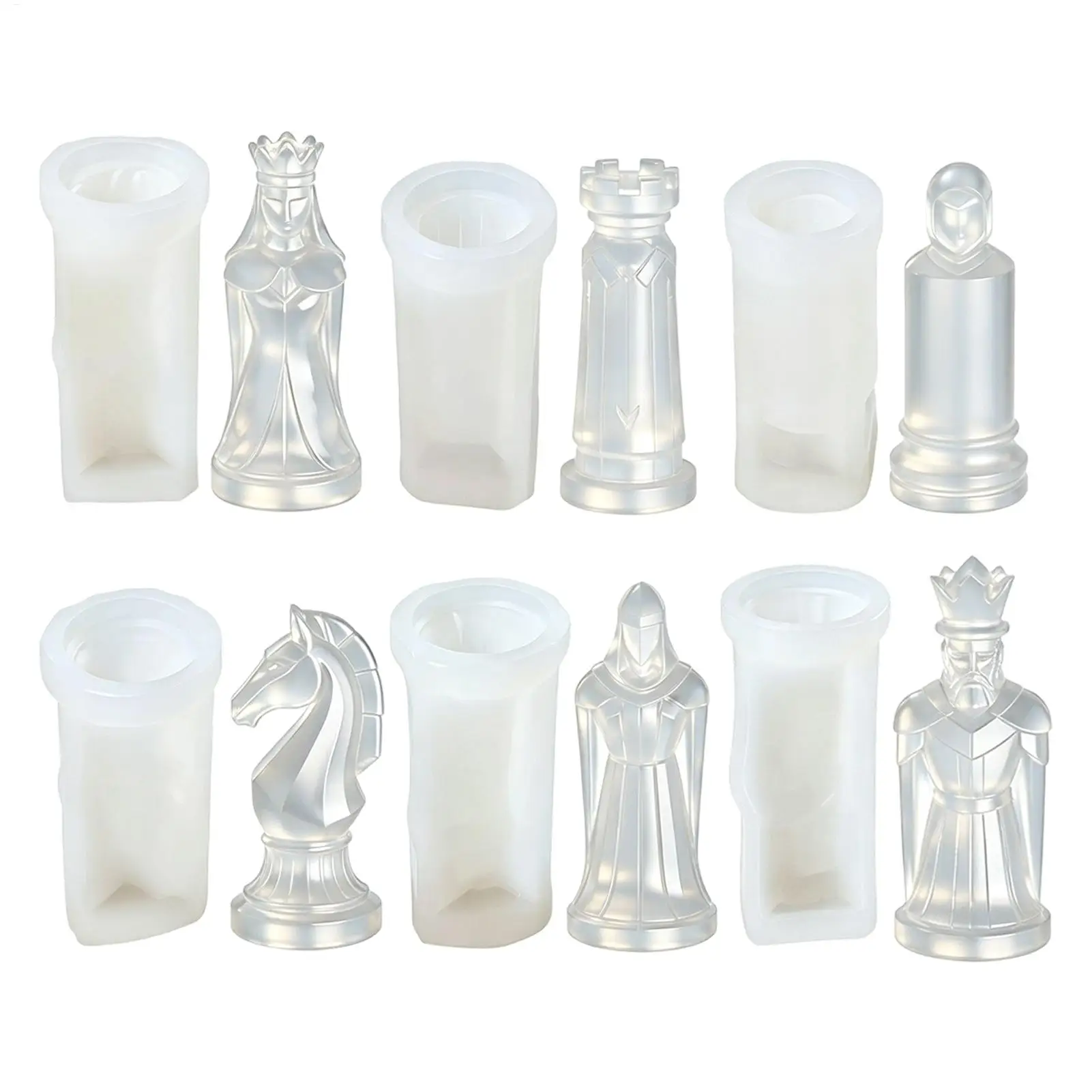 6pcs Silicone Chess Molds Easy Release DIY Craft Tools UV Epoxy Resin Making Mould Board Game Set Ornament Home Decor Gift Mold
