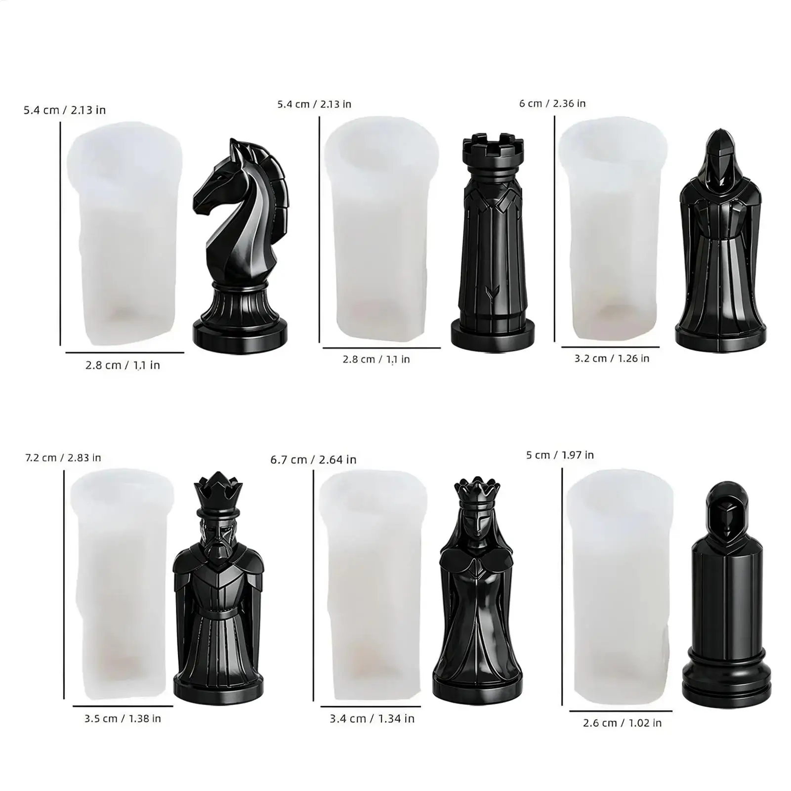 6pcs Silicone Chess Molds Easy Release DIY Craft Tools UV Epoxy Resin Making Mould Board Game Set Ornament Home Decor Gift Mold