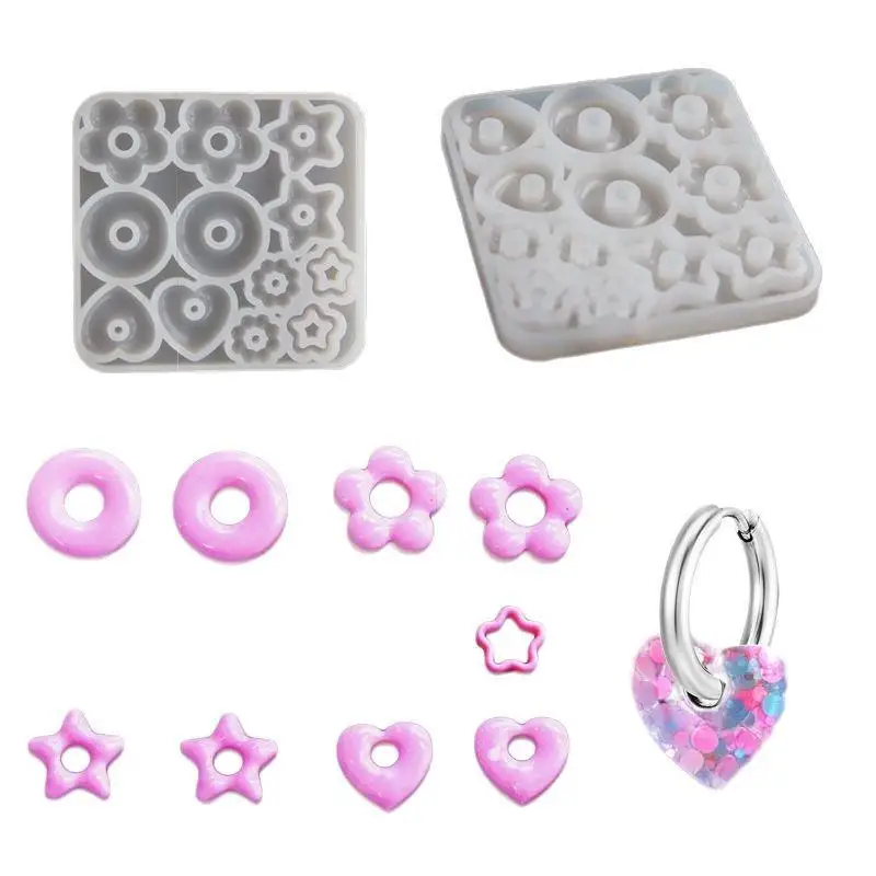 Multifuntional Jewelry Molds Heart Star Flower Pendant Silicone Molds For Resin Earrings Pendant Creative Silicone Casting Molds