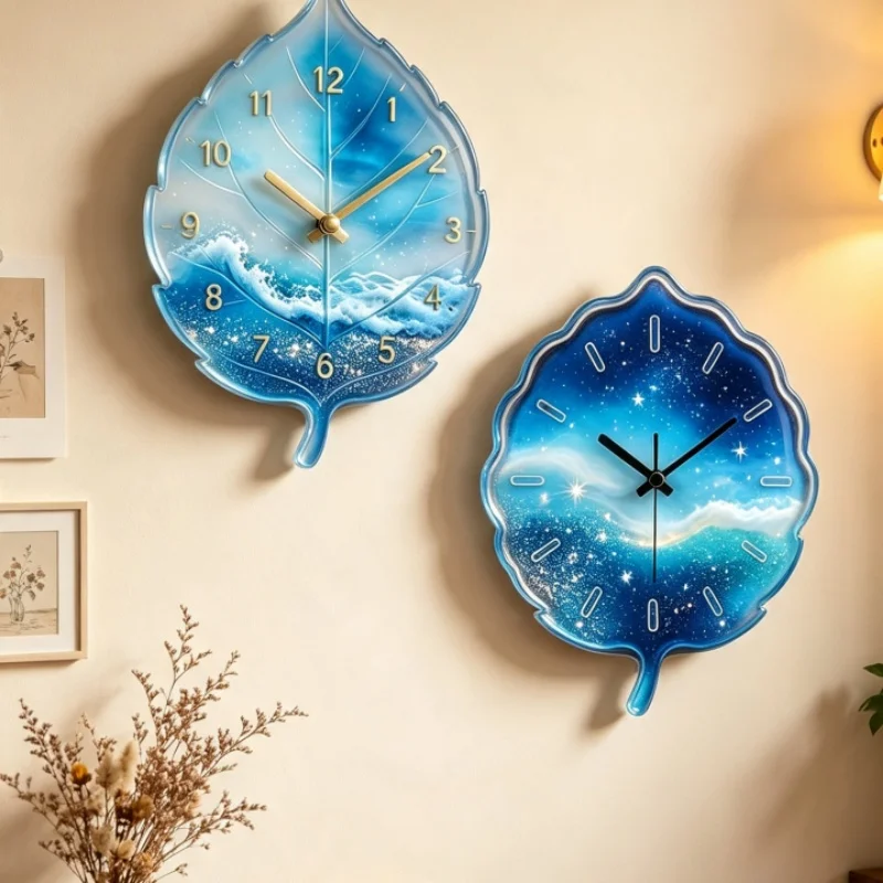 Leaf-Shaped Silicone Mold for Wall Clocks, 3D Leaf-Shaped Dial with Texture, Epoxy Resin Mold, Suitable for DIY Wall Clocks