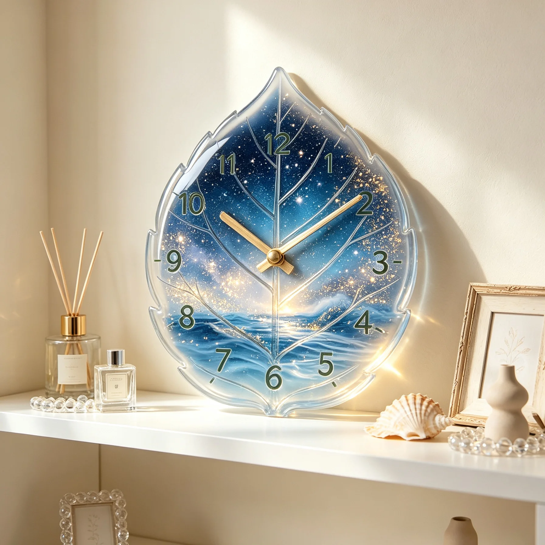 Leaf-Shaped Silicone Mold for Wall Clocks, 3D Leaf-Shaped Dial with Texture, Epoxy Resin Mold, Suitable for DIY Wall Clocks