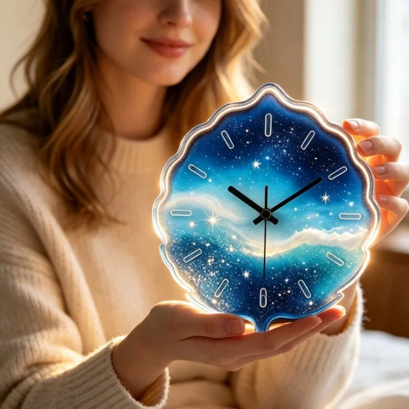 Leaf-Shaped Silicone Mold for Wall Clocks, 3D Leaf-Shaped Dial with Texture, Epoxy Resin Mold, Suitable for DIY Wall Clocks
