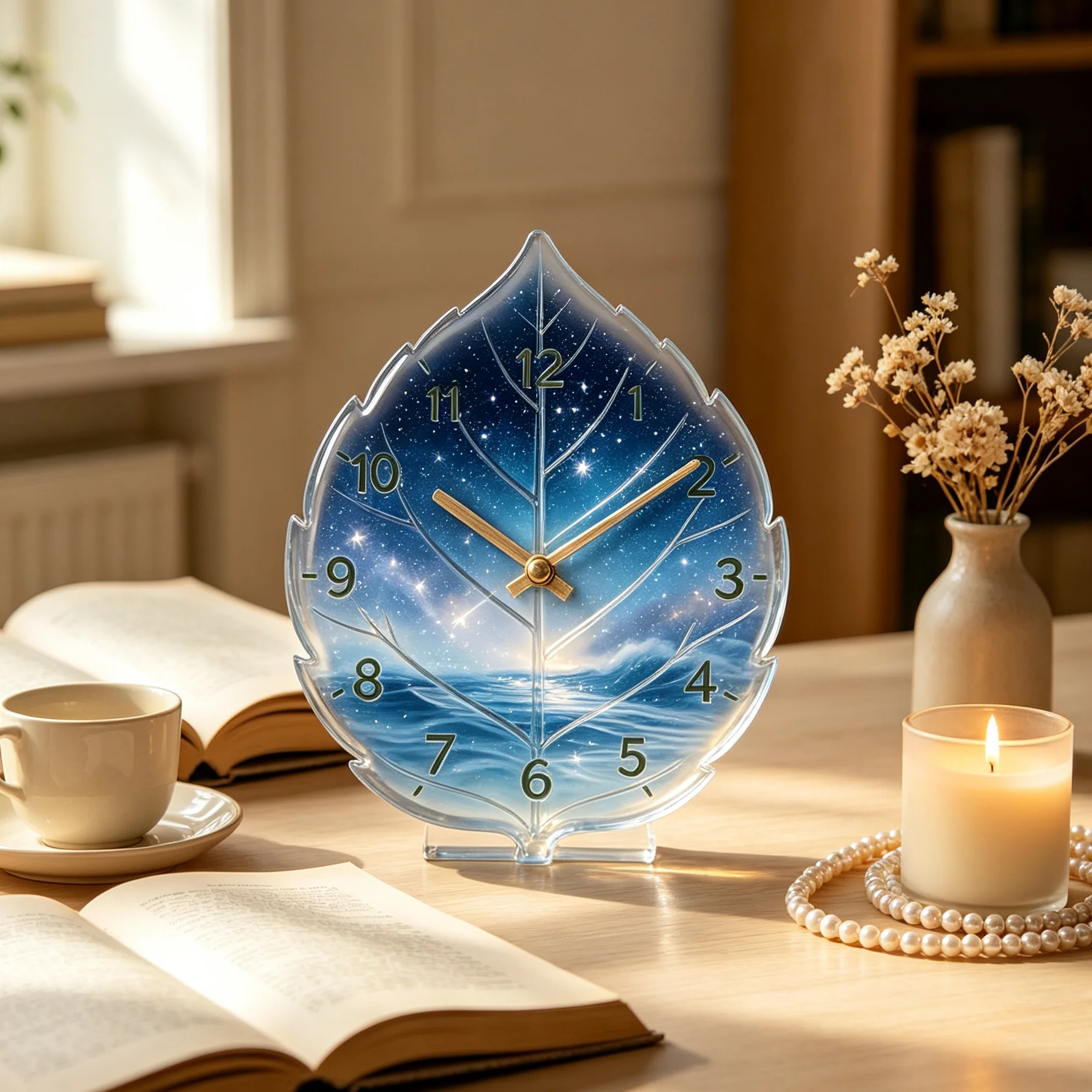 Leaf-Shaped Silicone Mold for Wall Clocks, 3D Leaf-Shaped Dial with Texture, Epoxy Resin Mold, Suitable for DIY Wall Clocks