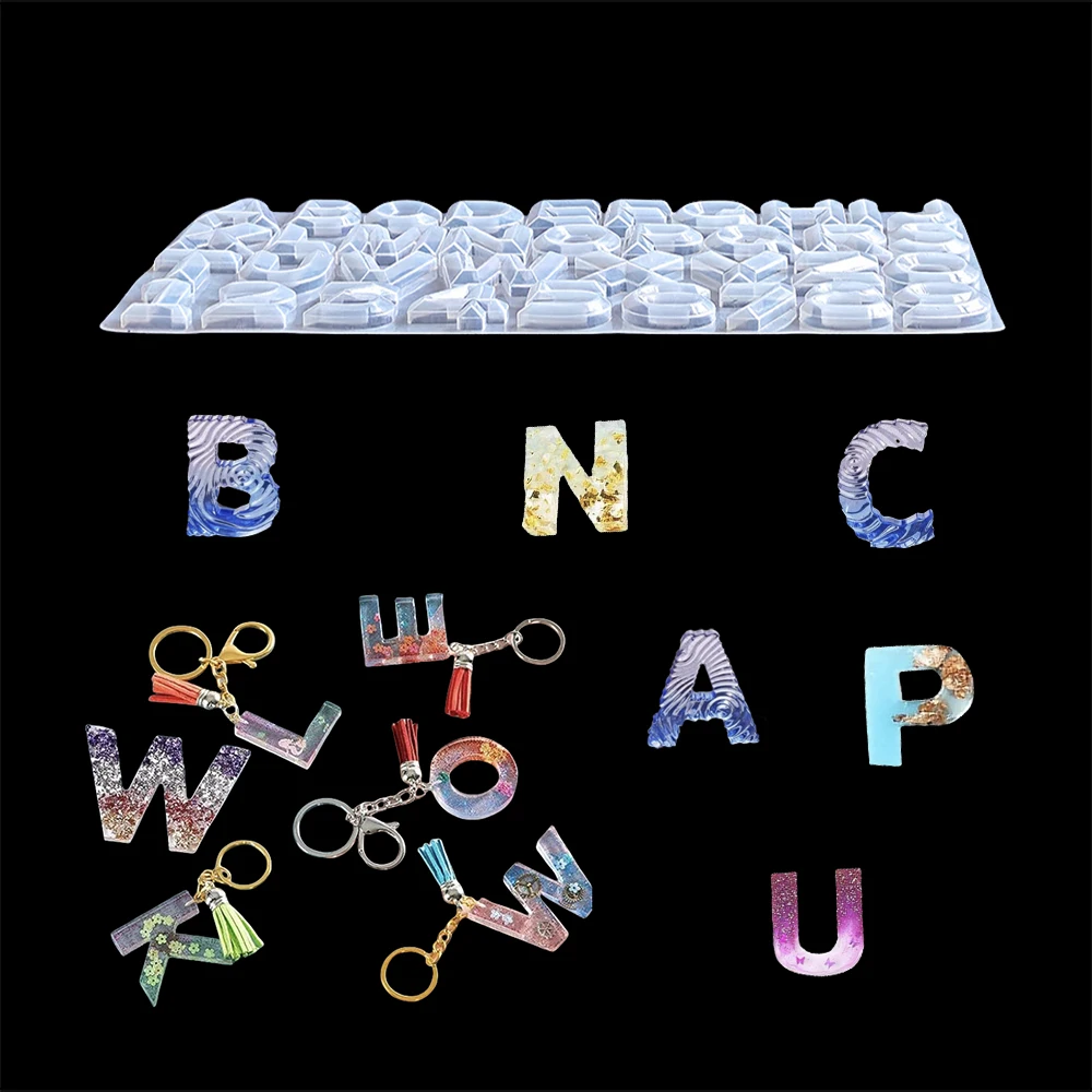 1pc 26 English letters and numbers silicone mold, used for epoxy resin casting DIY keychain pendant earrings jewelry